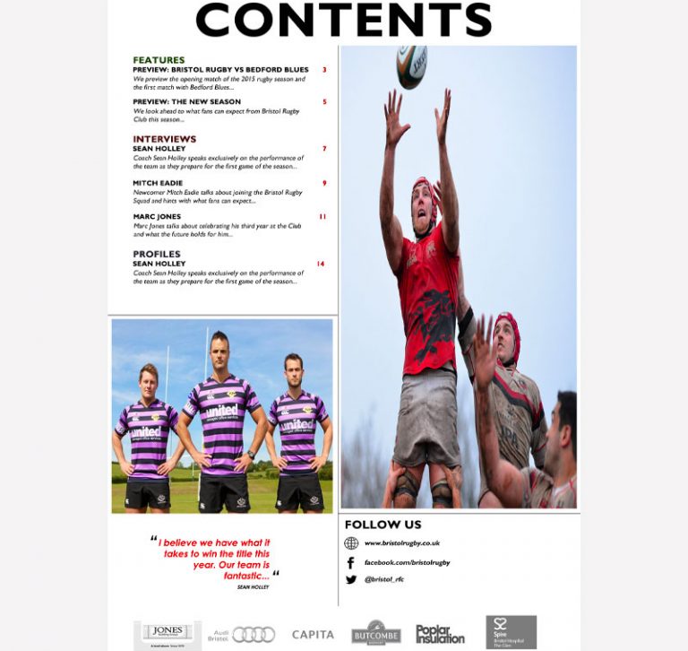 Rugby Match Contents page