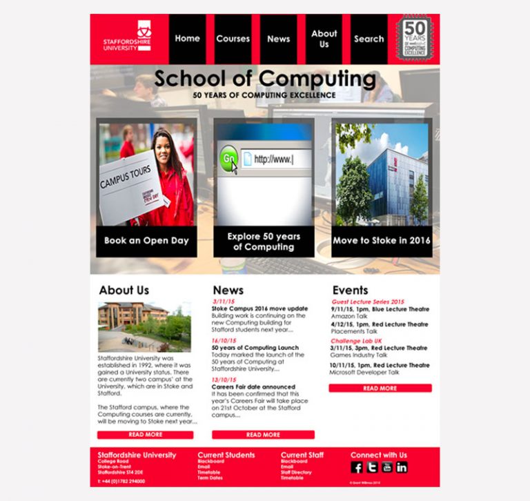 Staffs Uni Website Re-design Mock-up