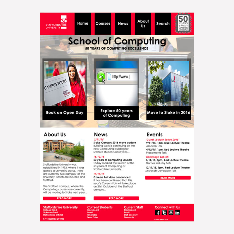 Staffs Uni Website Re-design Mock-up